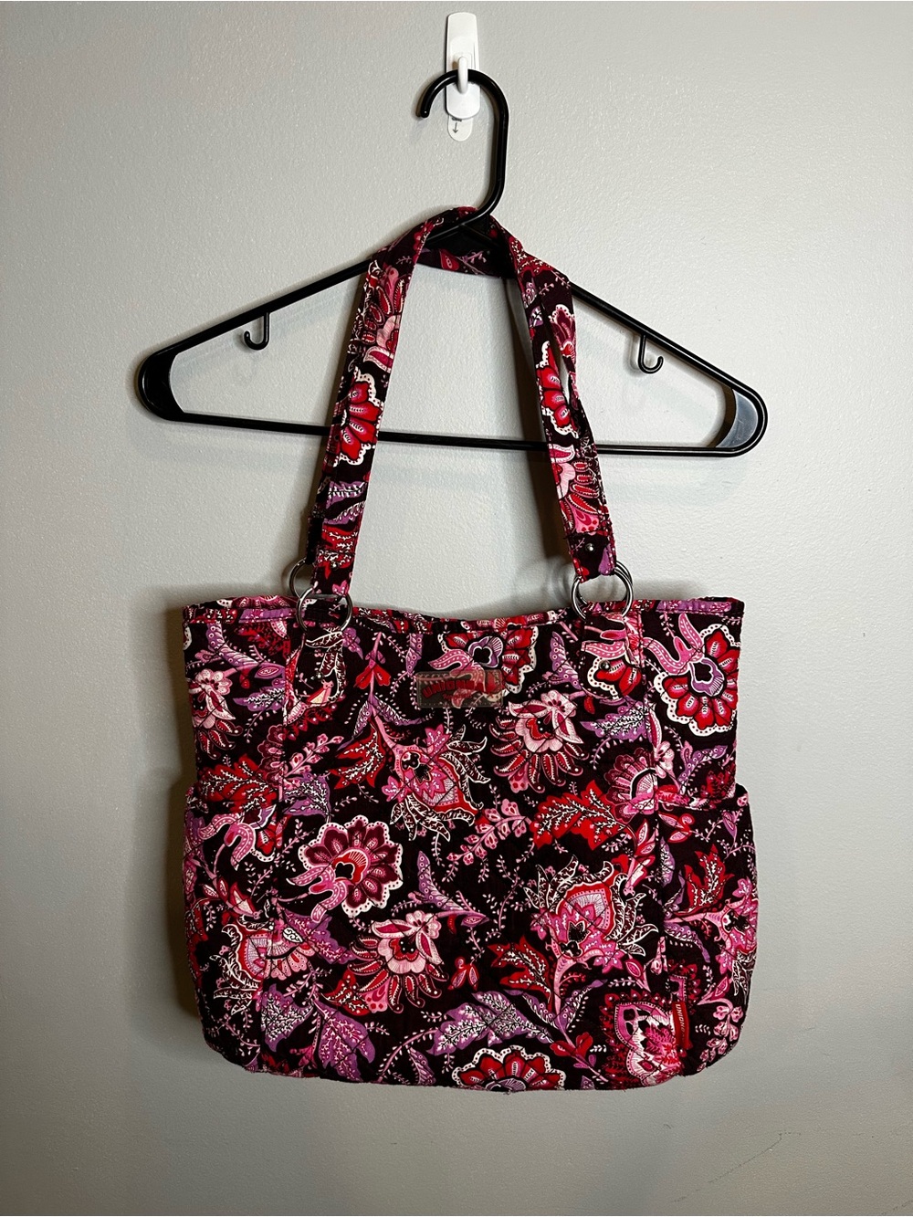 UNIONBAY Quilted Floral Tote in Pink & Red